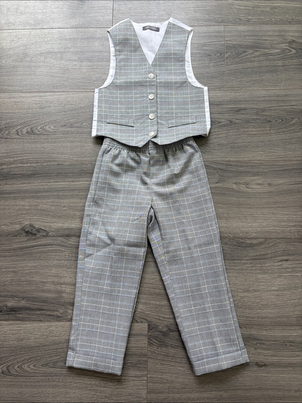 Van Heusen Boys 2-Piece Dress Outfit | Size 4 | Light Gray Plaid